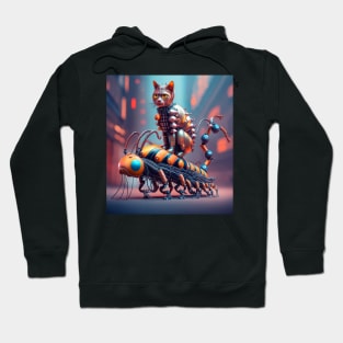 robotic cat riding robotic centipede Hoodie